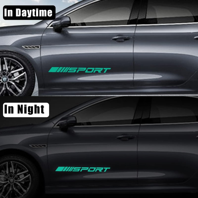 Pincuttee 14pcs Car Decal Stickers,Wheel Rim Decal Sticker,Sport Logo Reflective Stickers,Sport Emblem Car Rear Bumper Sticker,Rear Mirror Decals for All Vehicles(Green,14PCS) - Image 5